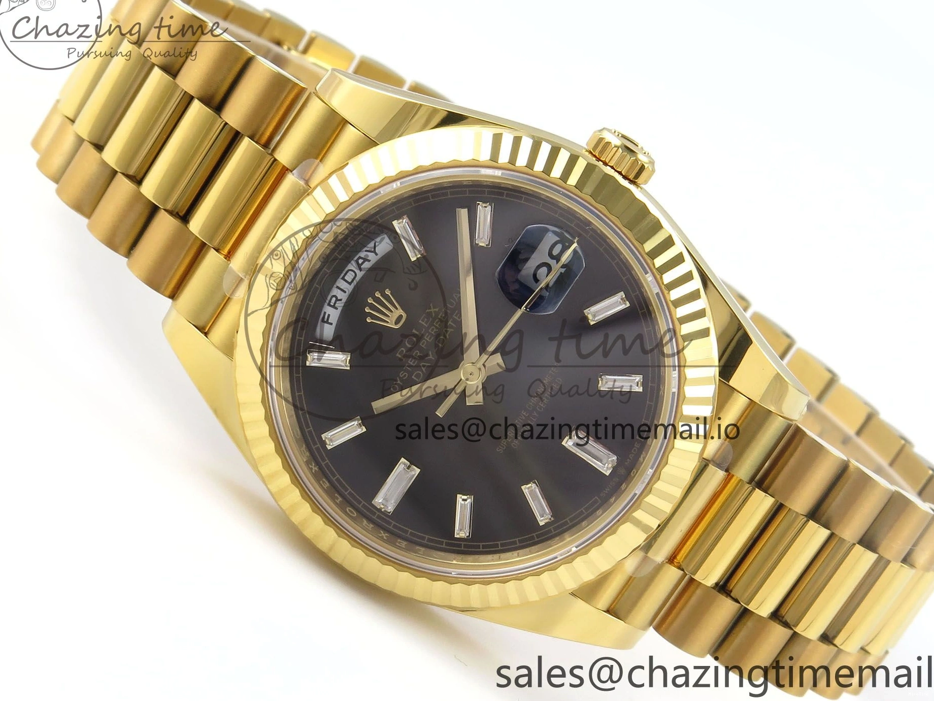 MiroTime 0320 Packable Day Date 40 YG 228238 THBF 1:1 Best Edition Black Crystal Dial on President Bracelet VR3255 V3 (Gain Weight) 378